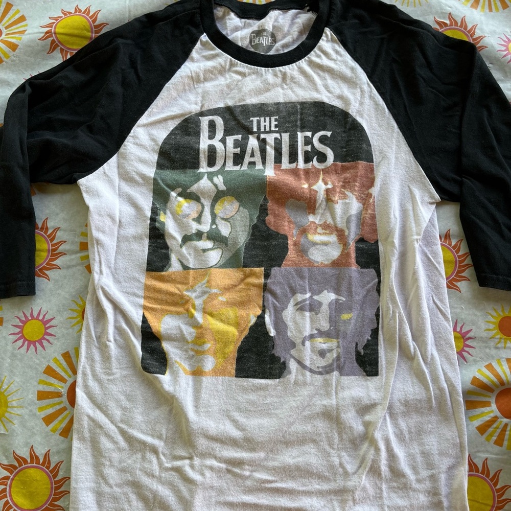 The Beatles Multicolor Graphic 3/4 Sleeve Baseball Tee